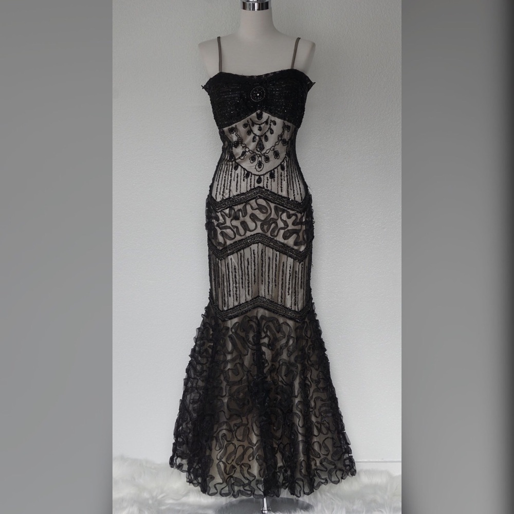 Serpentine Style Gown with Full Dramatic Beadworks